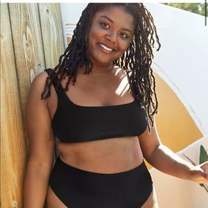 Aerie Wide Strap Scoop Bikini Top, Black, L